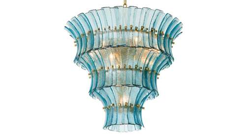 Candelabru Toscano Antique Brass/Blue Glass