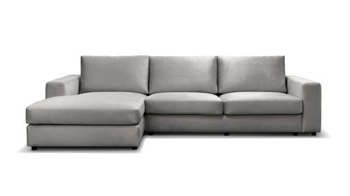 Canapea de colt cu sezlong Riva, textil Grey, stanga