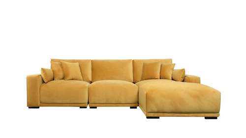 Canapea 2 locuri cu sezlong Verona Mustard Velvet, dreapta