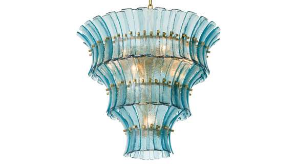 Candelabru Toscano Antique Brass/Blue Glass
