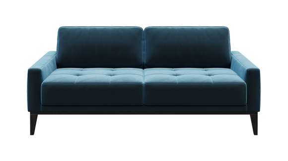 Canapea liniara 2 locuri Calini Velvet Button Dark Navy Blue