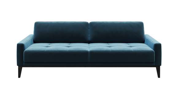 Canapea liniara 3 locuri Calini Velvet Button Dark Navy Blue