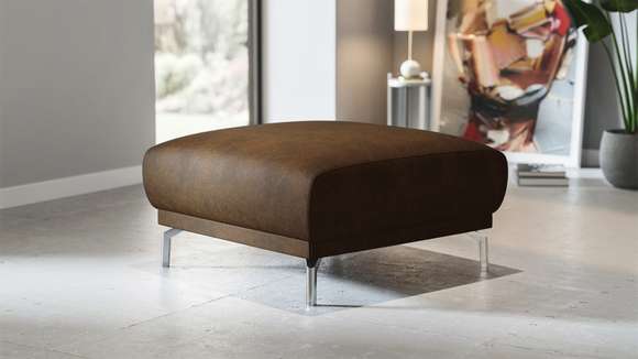 Pouf Pavia leather touch Brown