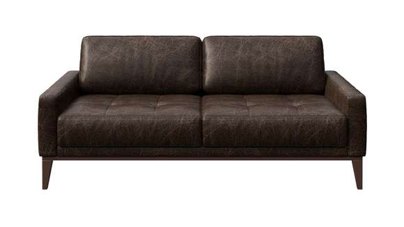 Canapea liniara 2 locuri Calini Button piele Cerato Dark Brown Vintage
