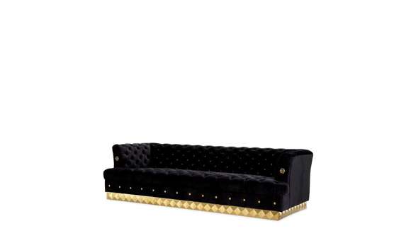 Canapea Rockstud S Black Quilted Velvet