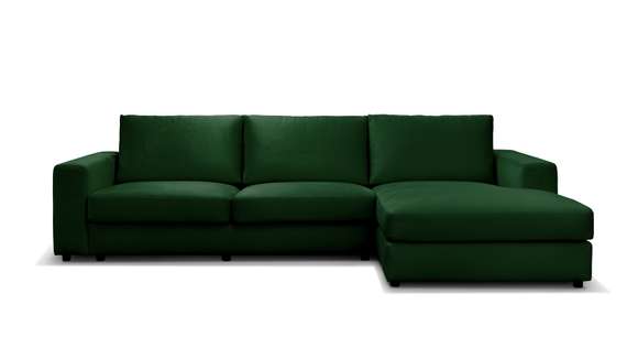 Canapea de colt cu sezlong Riva, textil Dark Green, dreapta